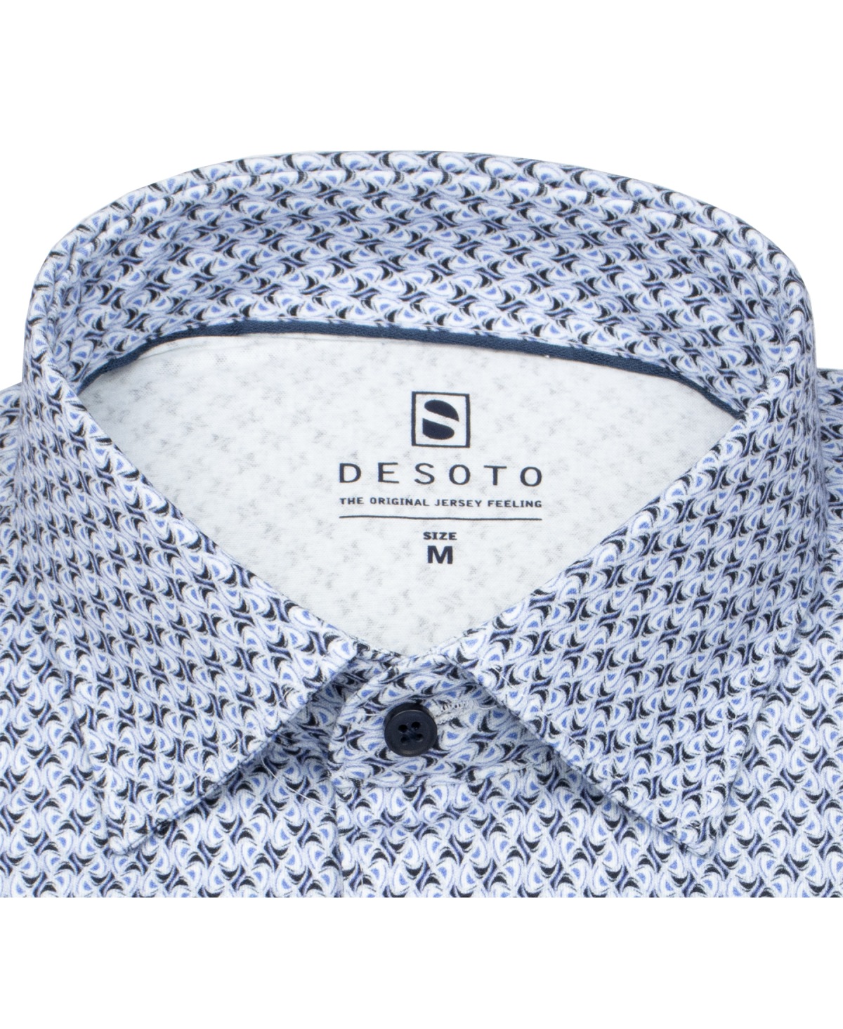 DESOTO Hemd - Slim Fit - Jersey - Kentkragen - Print - hellblau / dunkelblau