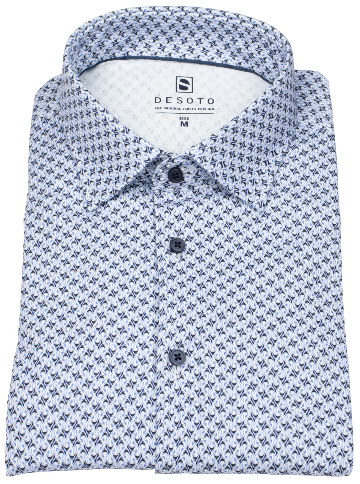 DESOTO Hemd - Slim Fit - Jersey - Kentkragen - Print - hellblau / dunkelblau