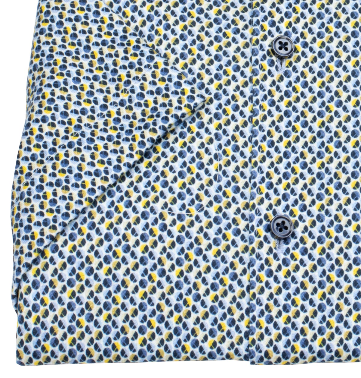 DESOTO Kurzarmhemd - Slim Fit - Jersey - Kentkragen - Print - blau / gelb