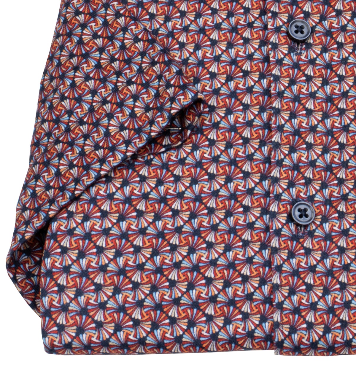 DESOTO Kurzarmhemd - Slim Fit - Jersey - Kentkragen - Print - rot