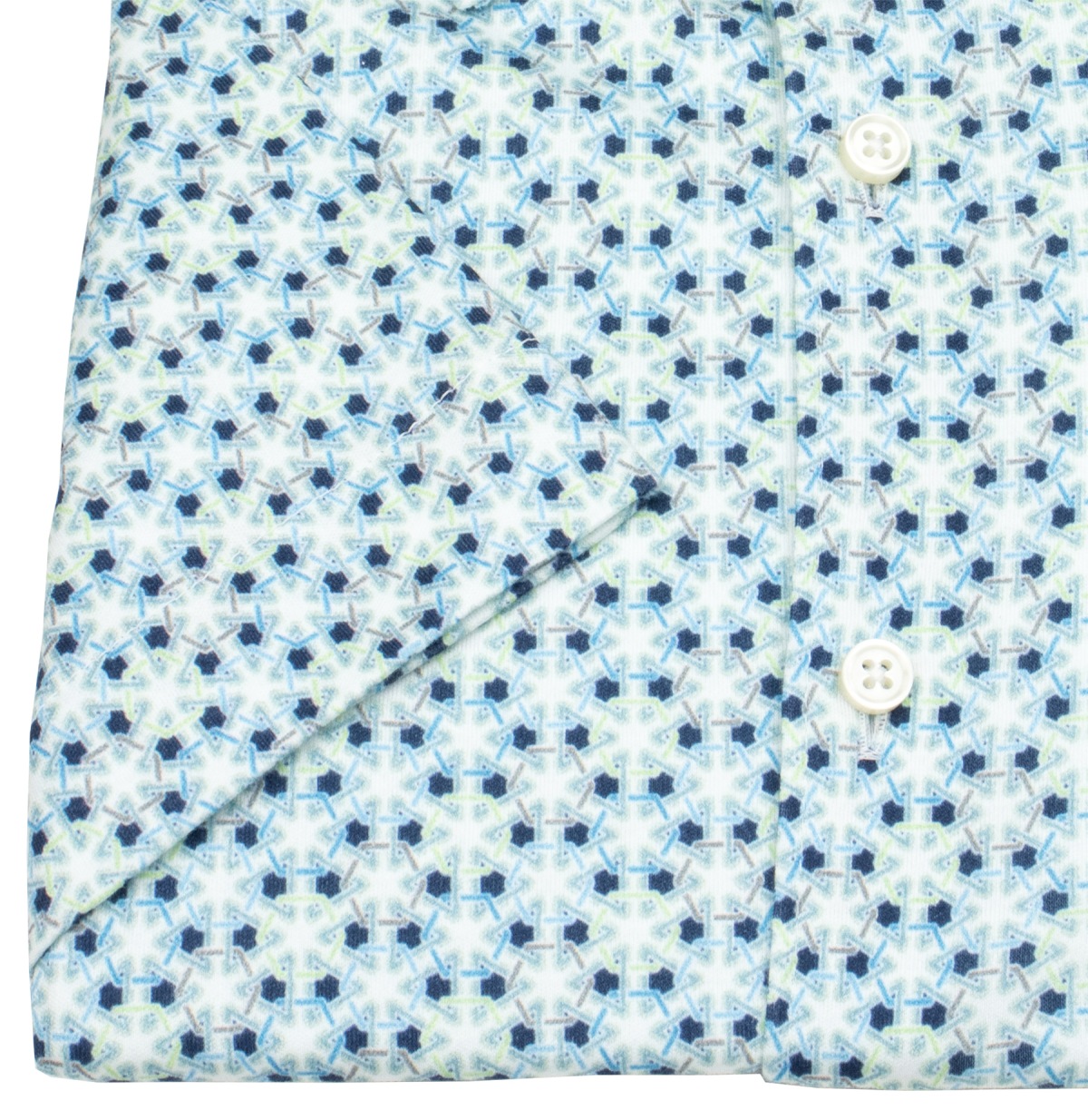 DESOTO Kurzarmhemd - Slim Fit - Jersey - Kentkragen - Print - türkis