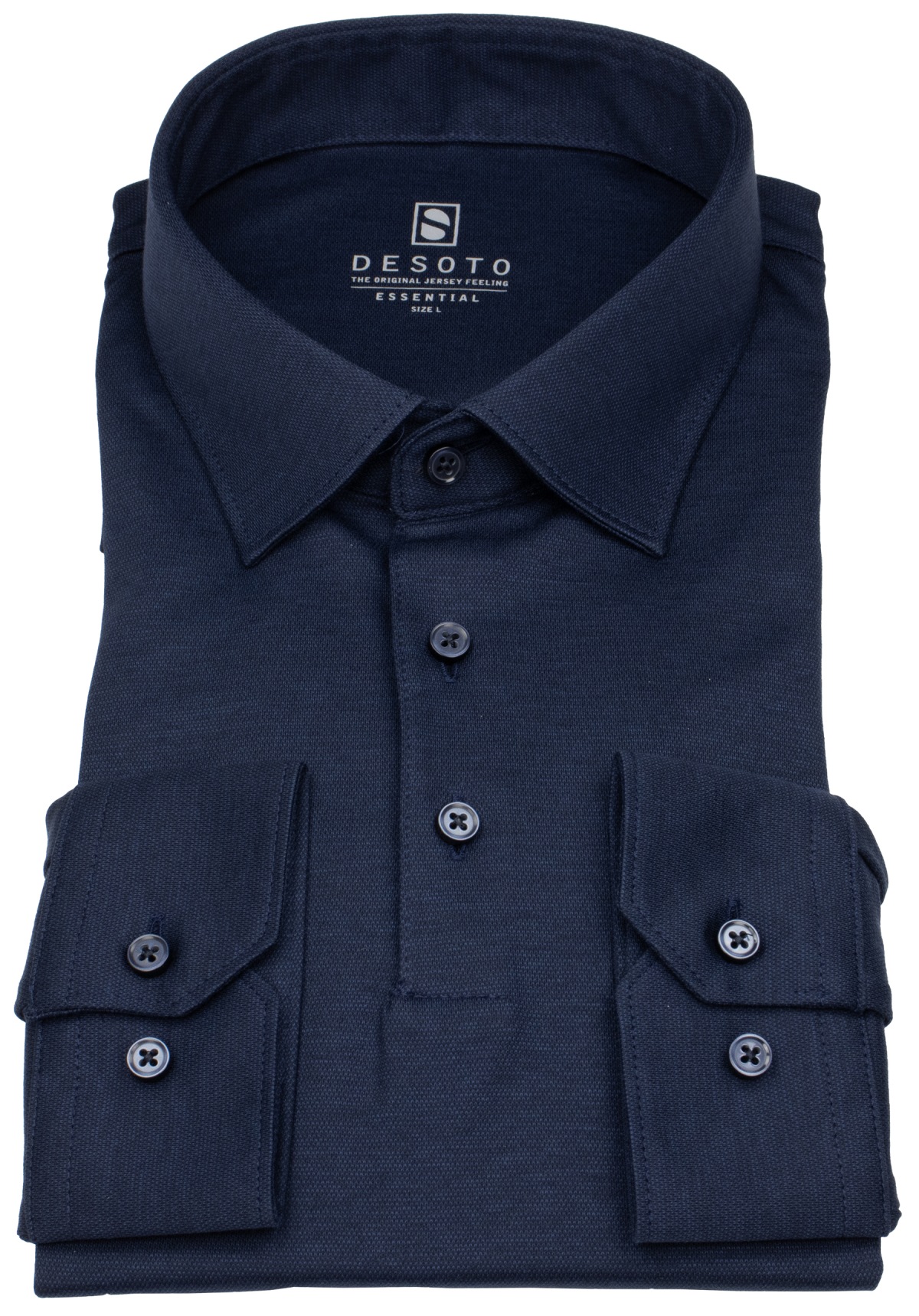 DESOTO Poloshirt Langarm - Slim Fit - Jersey - dunkelblau