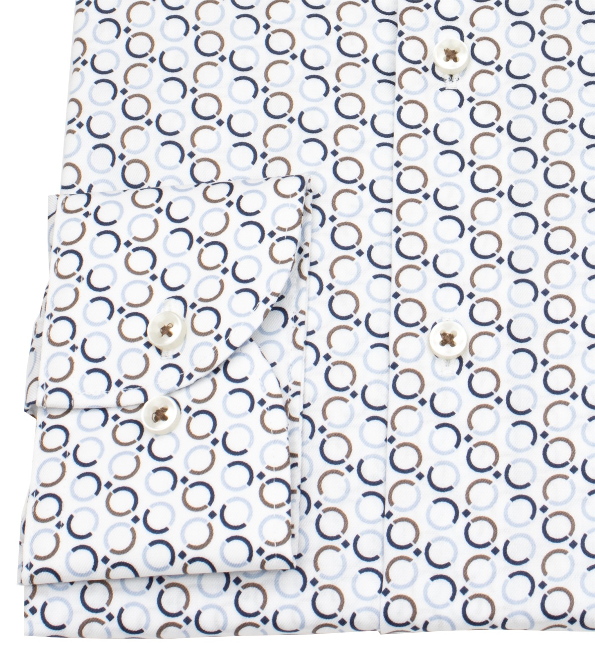 Eterna Hemd - Comfort Fit - Kreise - blau / beige - extra langer 68cm Arm