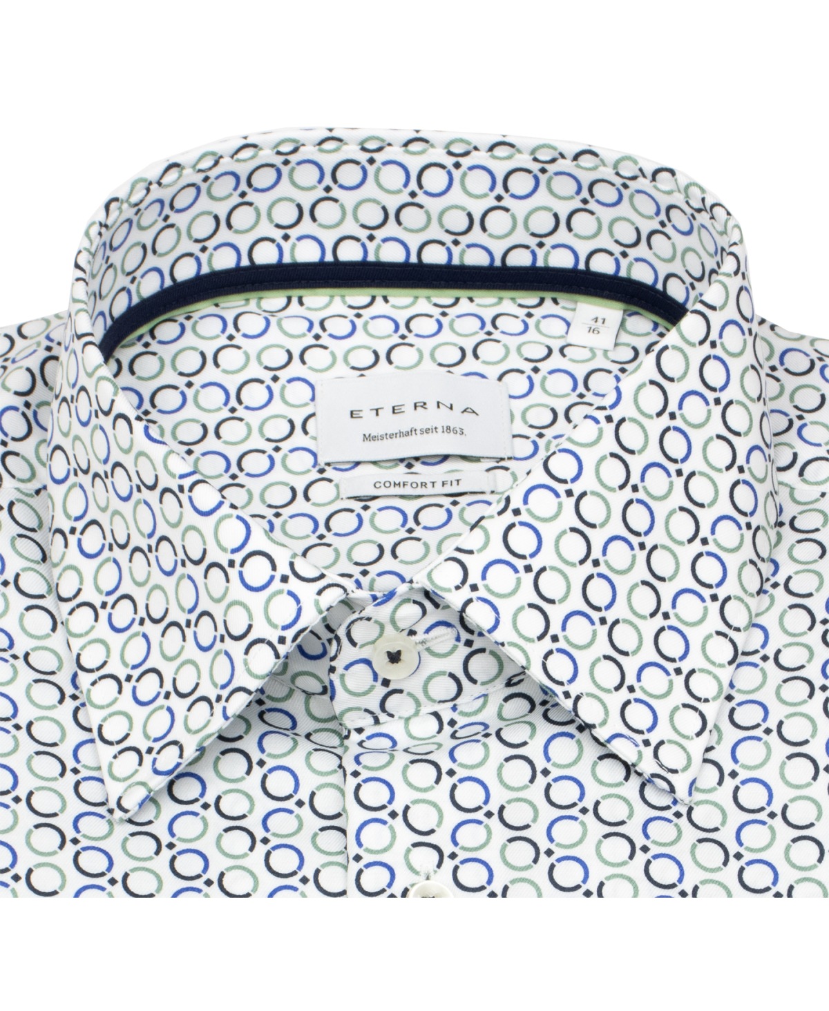Eterna Hemd - Comfort Fit - Kreise - blau / grün - extra langer 68cm Arm - ohne OVP