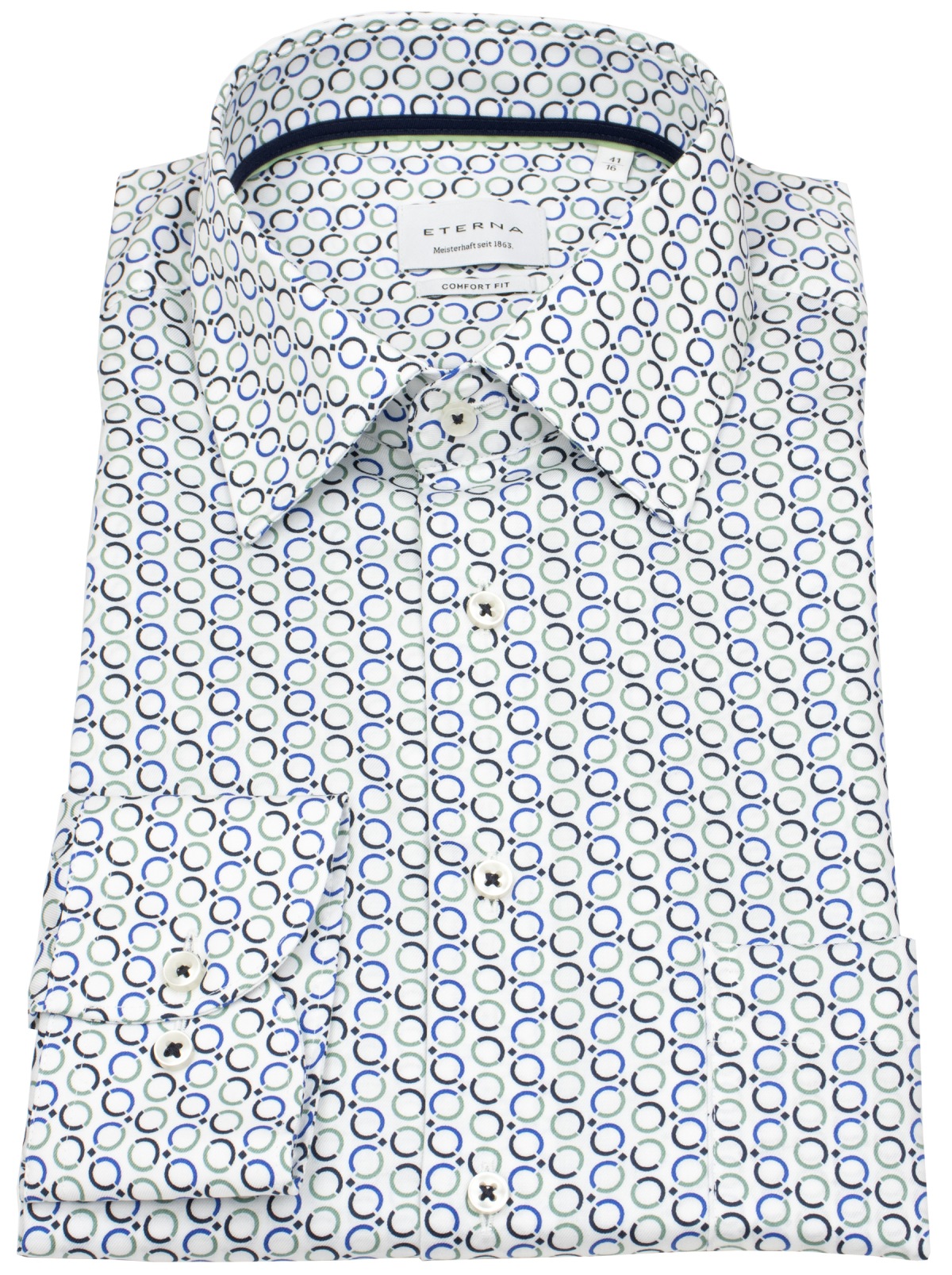 Eterna Hemd - Comfort Fit - Kreise - blau / grün - extra langer 68cm Arm - ohne OVP
