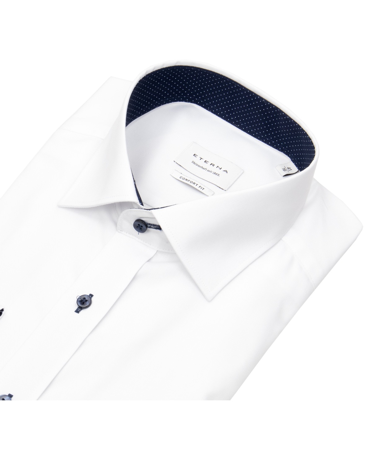 Eterna Shirt - Comfort Fit - Oxford - Contrast Buttons - White - w/o OP