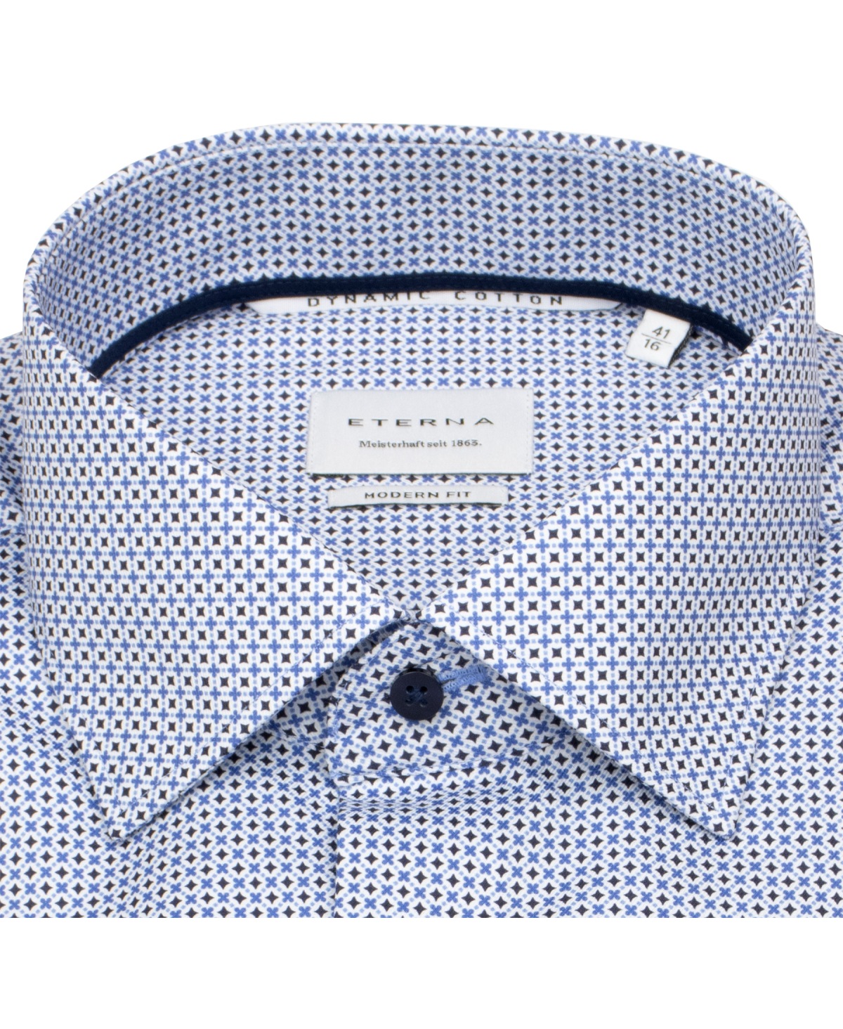 Eterna Hemd - Modern Fit - Dynamic Cotton - dunkelblau / blau / weiß