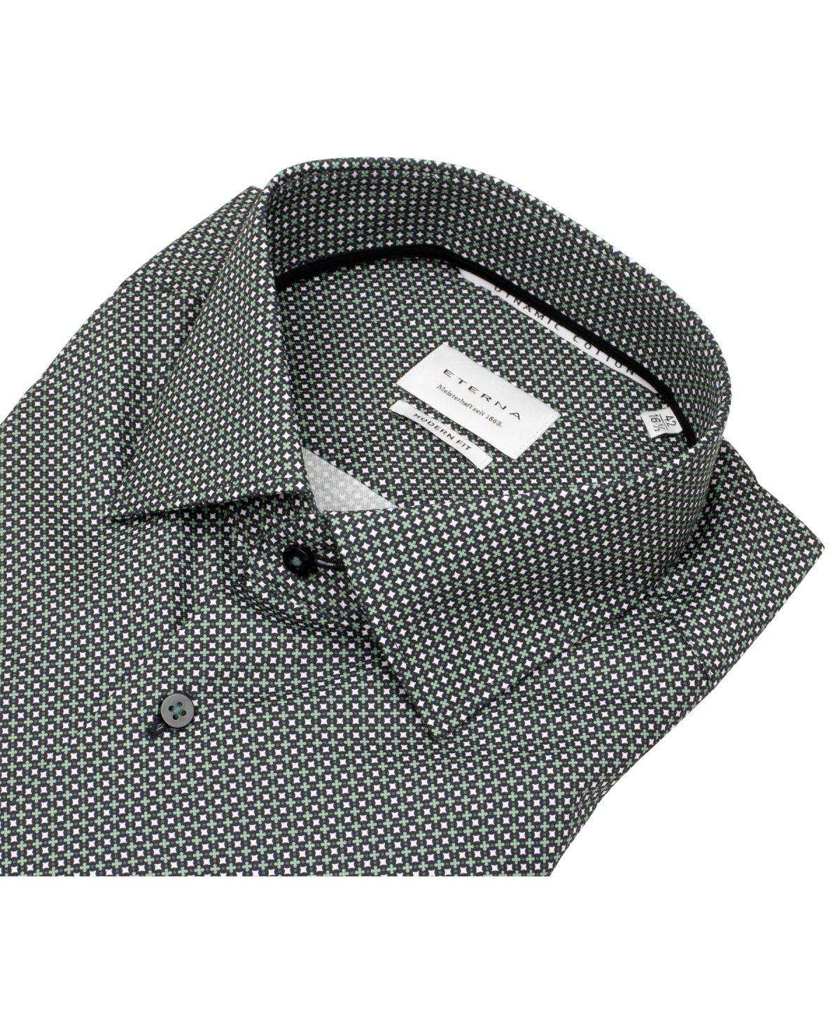 Eterna Hemd - Modern Fit - Dynamic Cotton - schwarz / grün / weiß