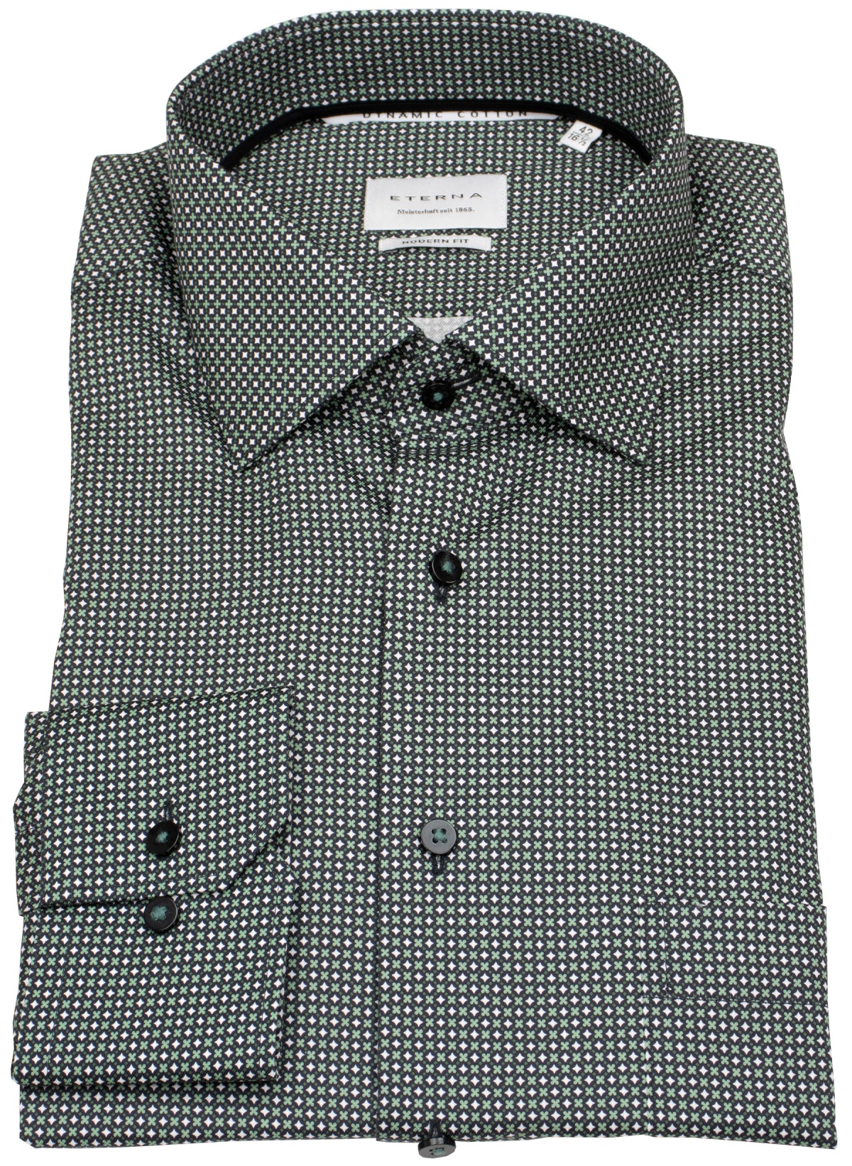 Eterna Hemd - Modern Fit - Dynamic Cotton - schwarz / grün / weiß