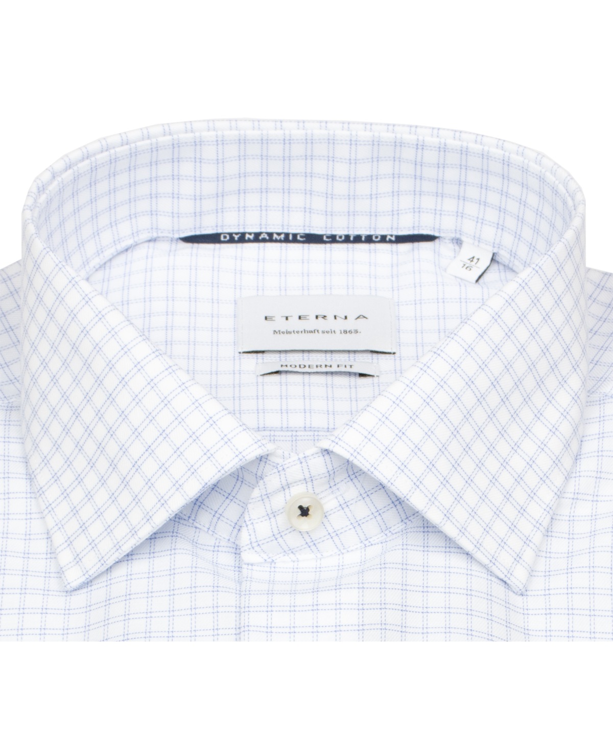 Eterna Hemd - Modern Fit - Gitterkaro - hellblau / weiß - extra langer 68cm Arm