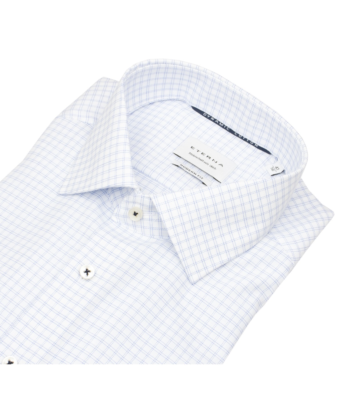 Eterna Hemd - Modern Fit - Gitterkaro - hellblau / weiß - extra langer 68cm Arm
