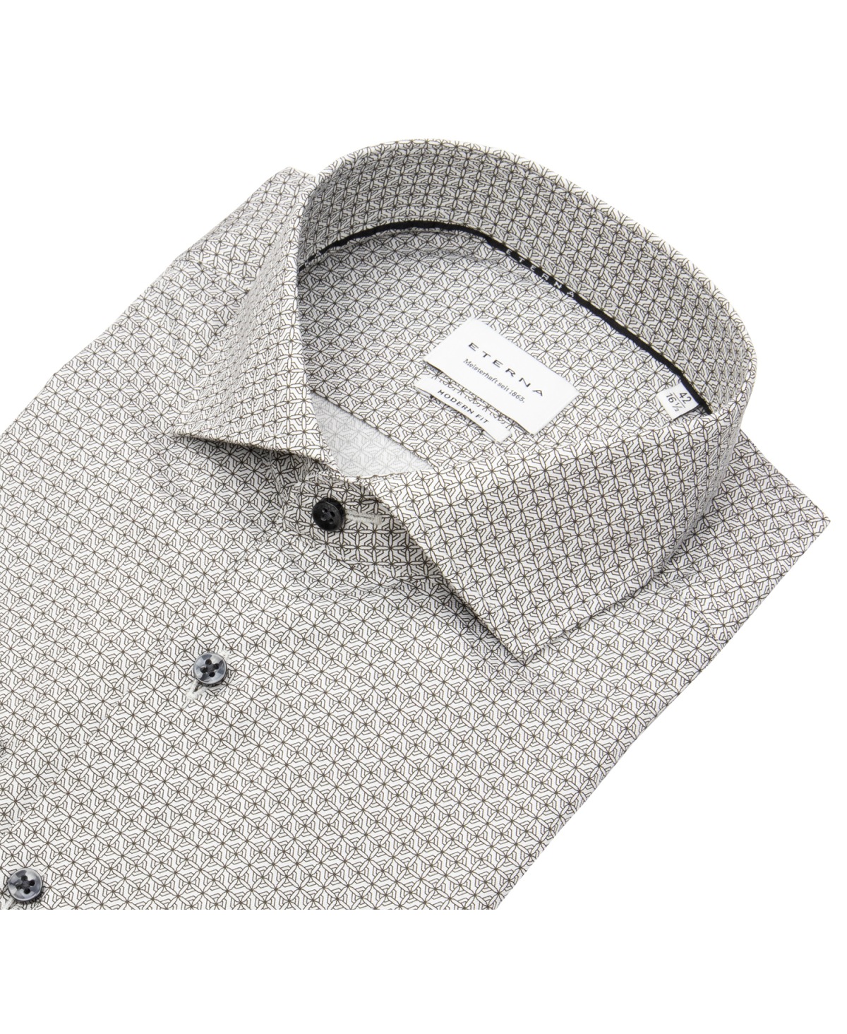 Eterna Hemd - Modern Fit - Kentkragen - Kontrastknöpfe - grau / weiß