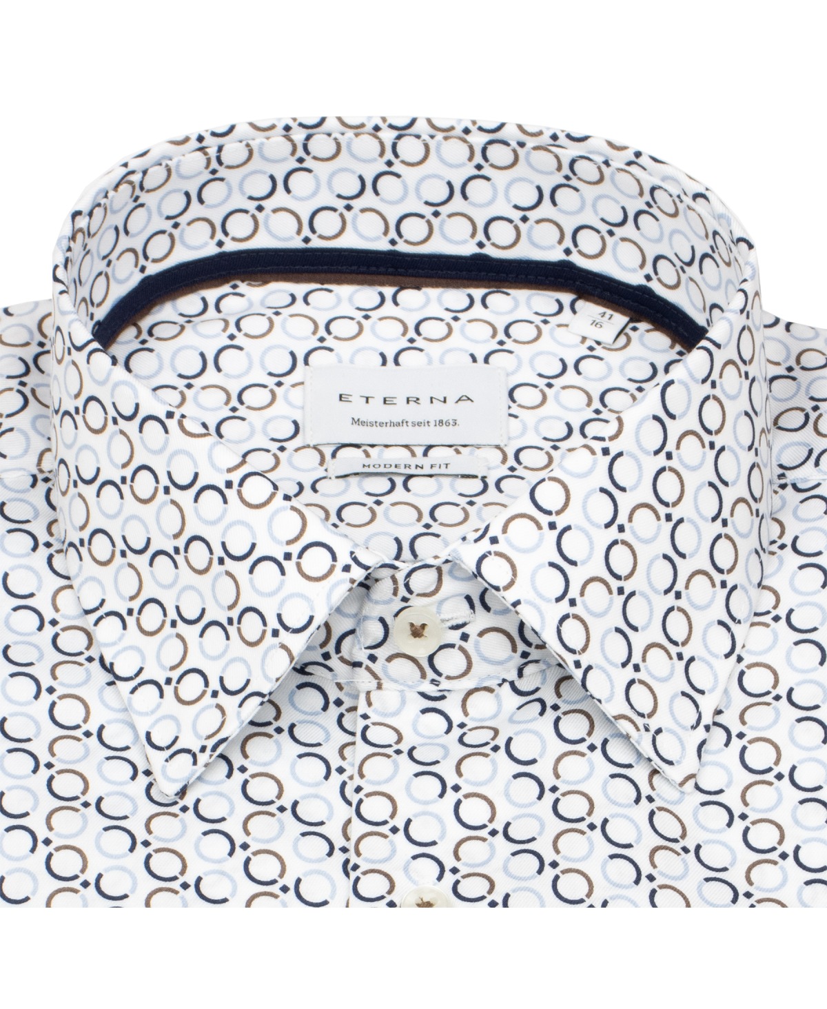 Eterna Hemd - Modern Fit - Kentkragen - Kreise - blau / beige