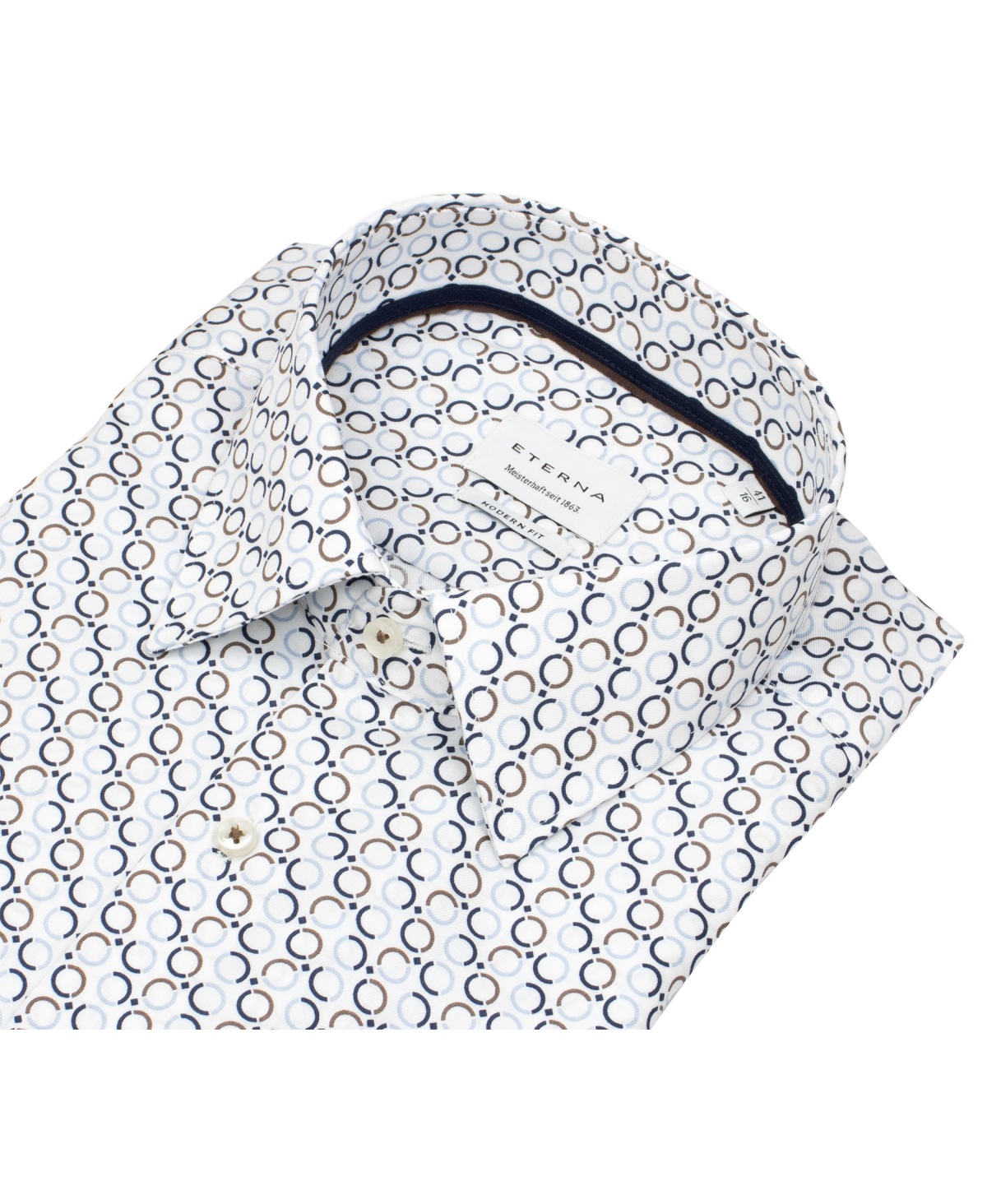 Eterna Hemd - Modern Fit - Kentkragen - Kreise - blau / beige