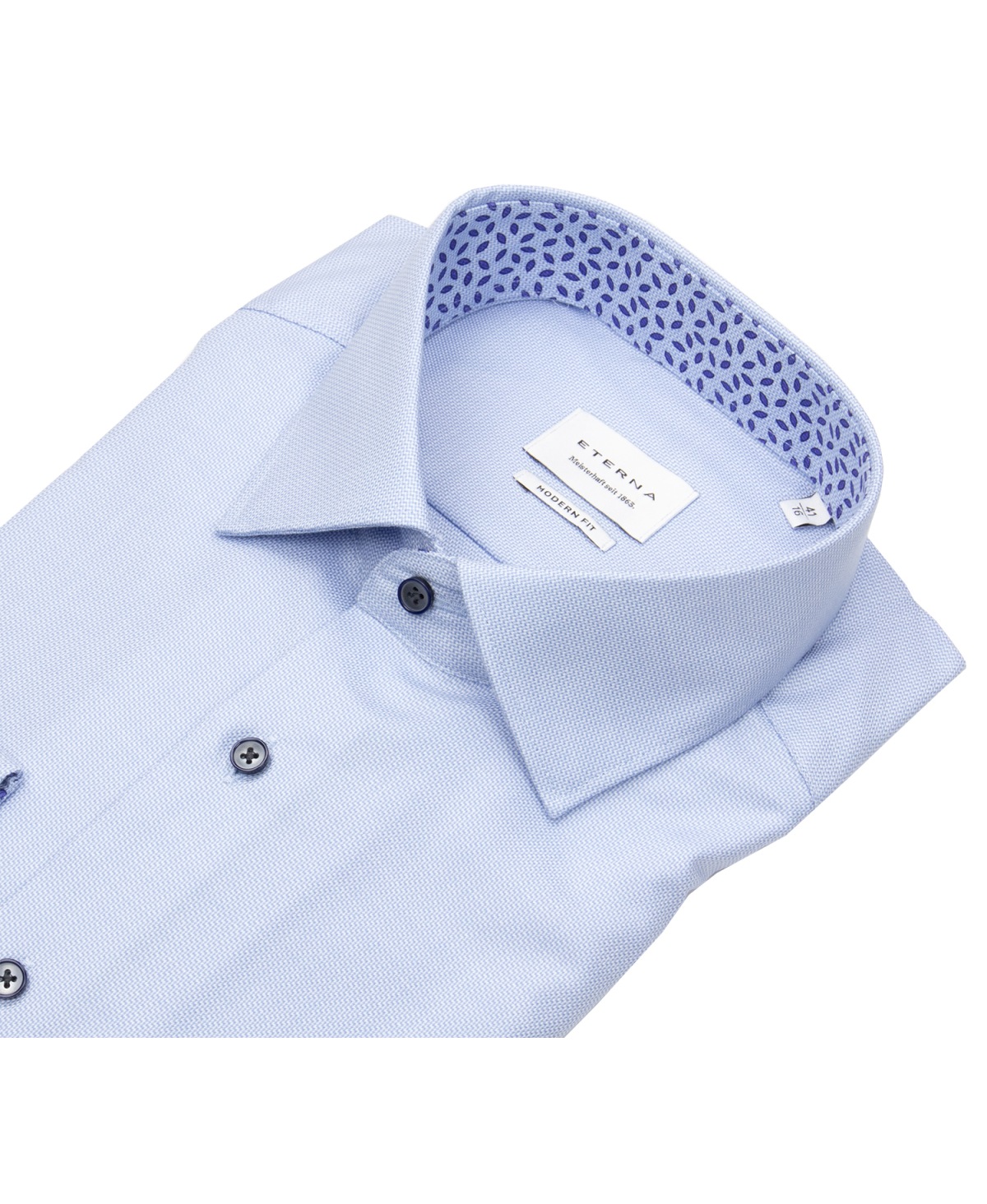 Eterna Hemd - Modern Fit - Kontrastknöpfe - Struktur - hellblau