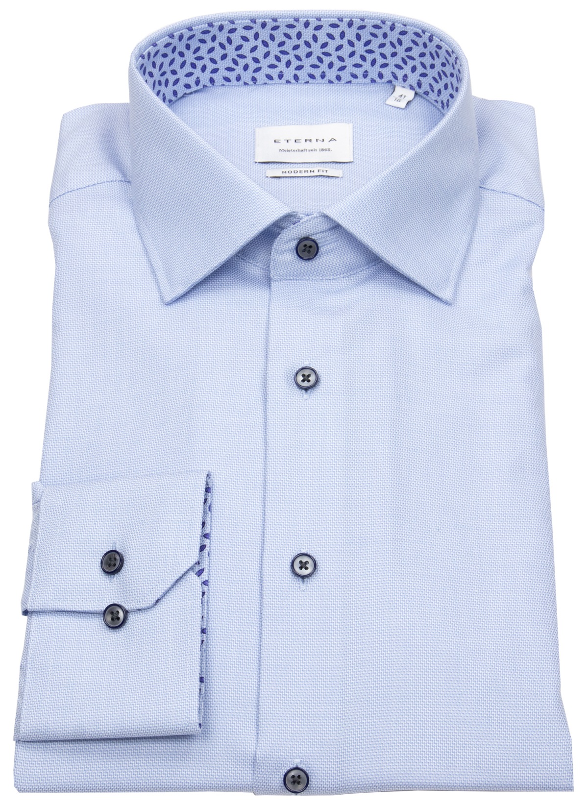 Eterna Hemd - Modern Fit - Kontrastknöpfe - Struktur - hellblau