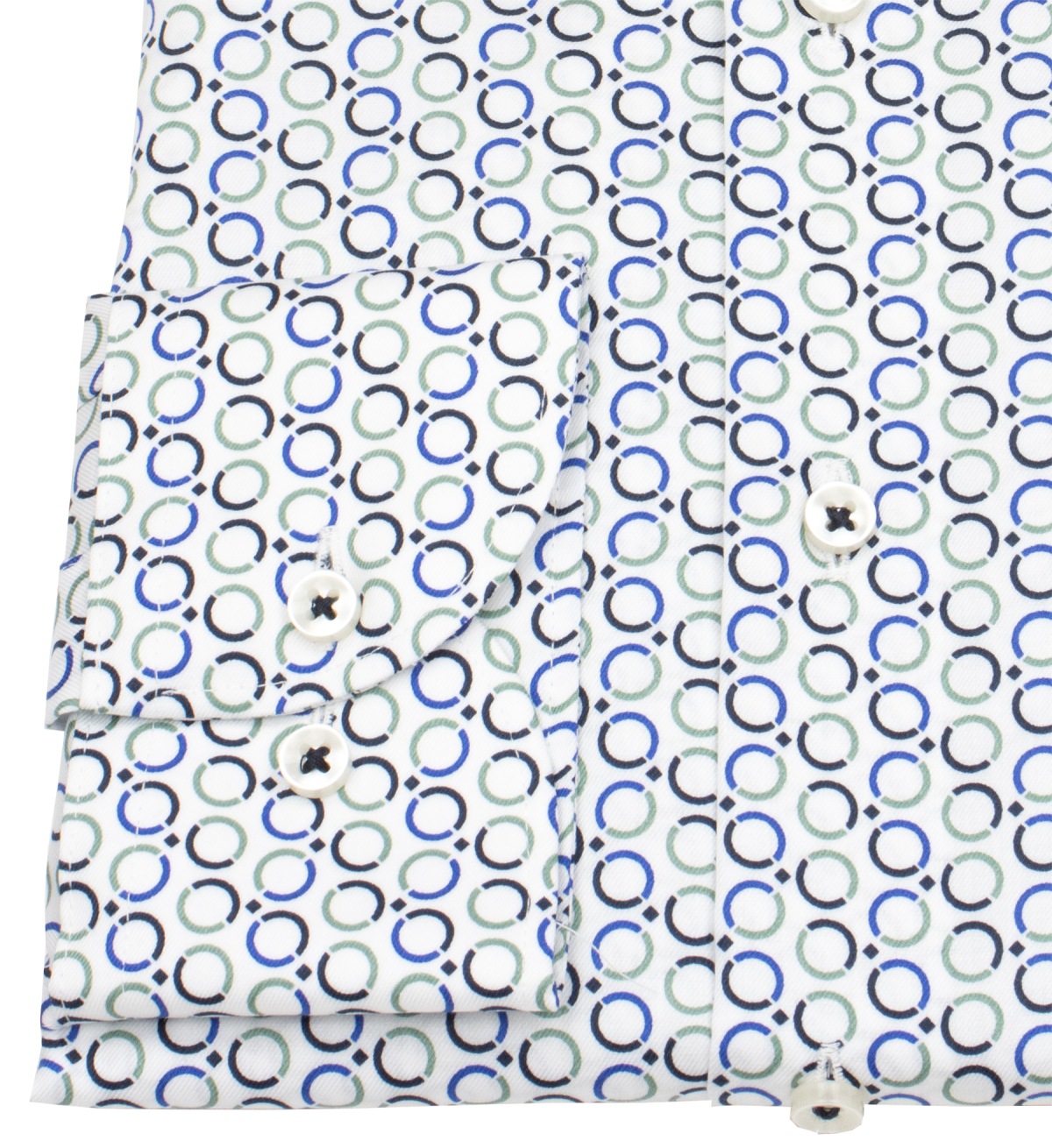 Eterna Hemd - Modern Fit - Kreise - blau / grün - extra langer 68cm Arm