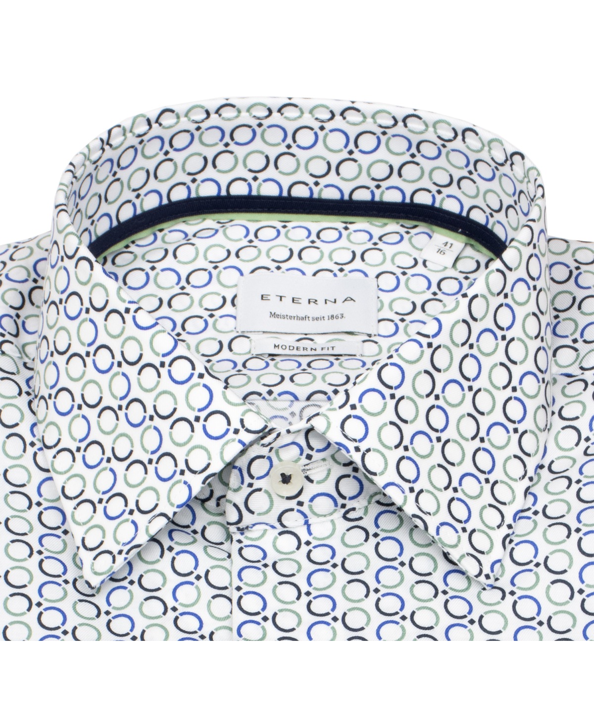 Eterna Hemd - Modern Fit - Kreise - blau / grün - extra langer 68cm Arm