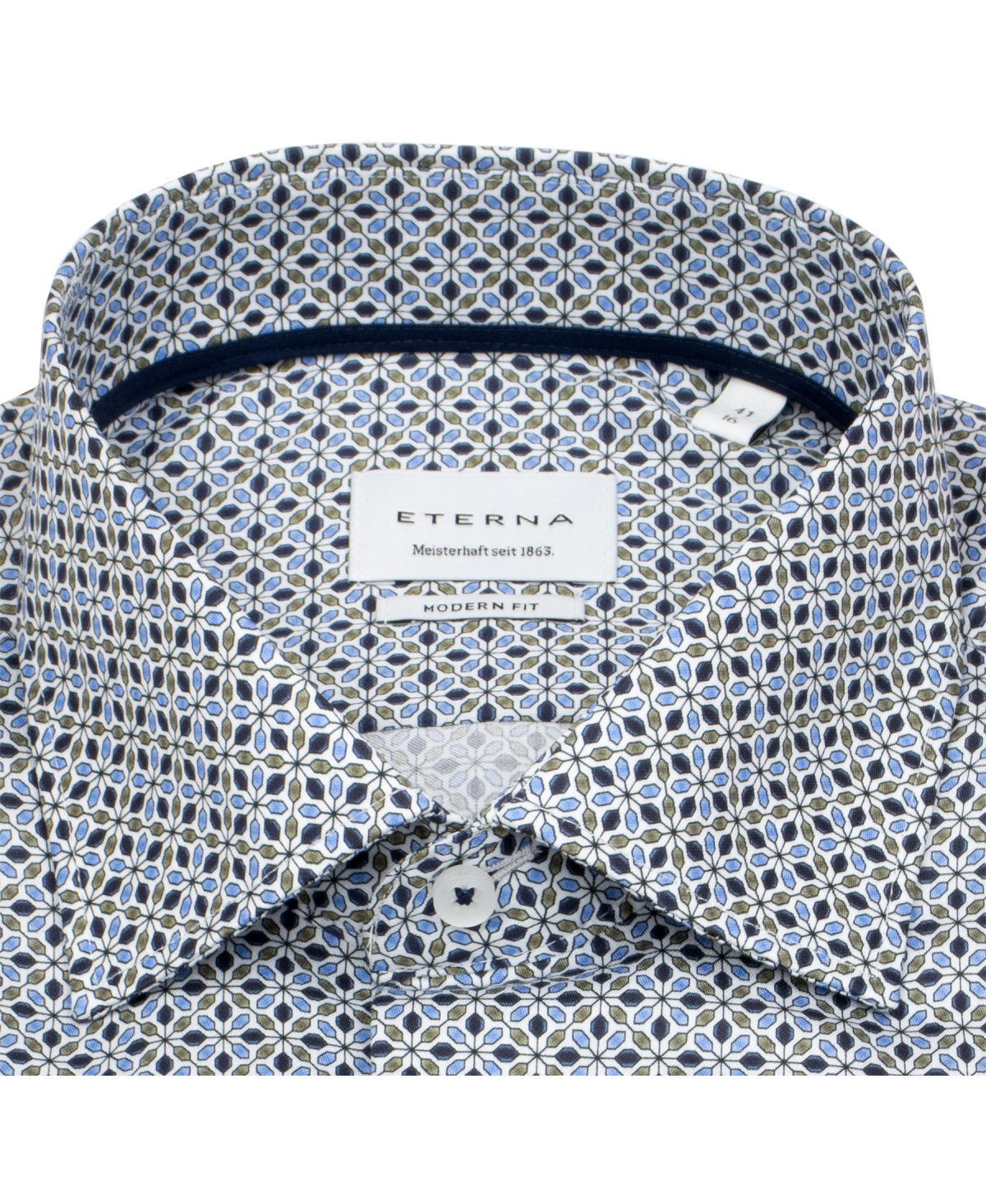 Eterna Hemd - Modern Fit - Print - dunkelblau / hellblau / olivgrün - ohne OVP