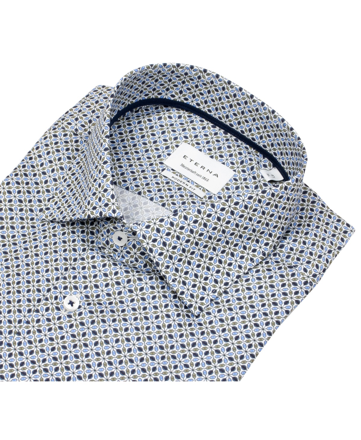 Eterna Hemd - Modern Fit - Print - dunkelblau / hellblau / olivgrün - ohne OVP