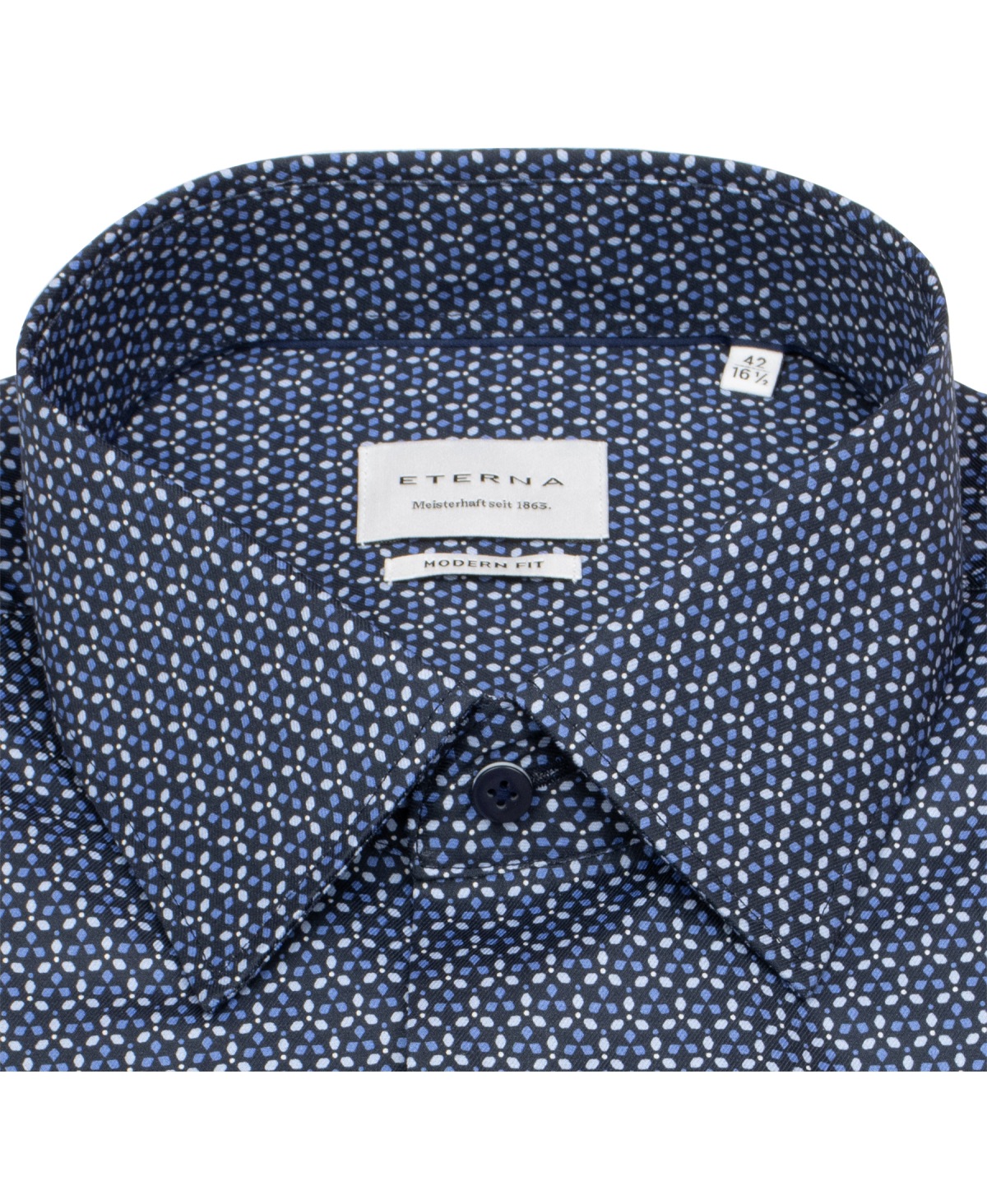 Eterna Hemd - Modern Fit - Print - dunkelblau / hellblau / weiß