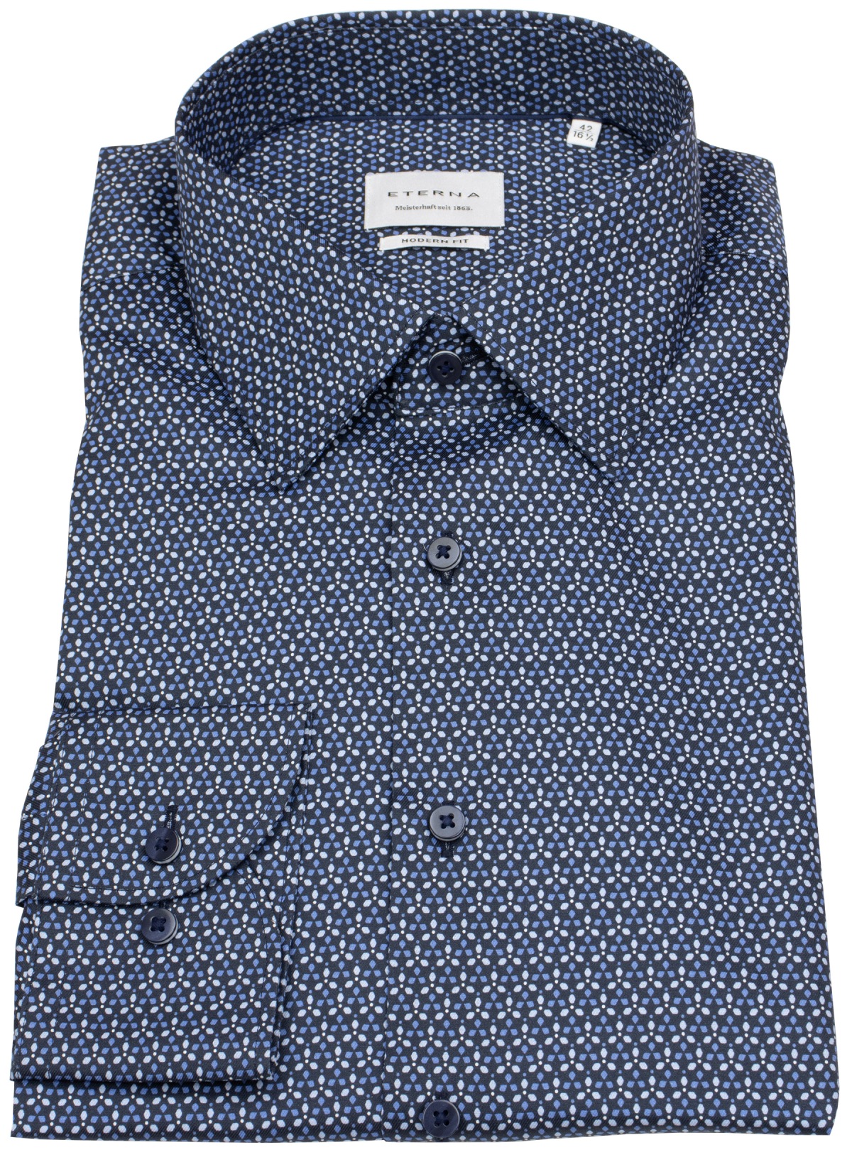 Eterna Hemd - Modern Fit - Print - dunkelblau / hellblau / weiß
