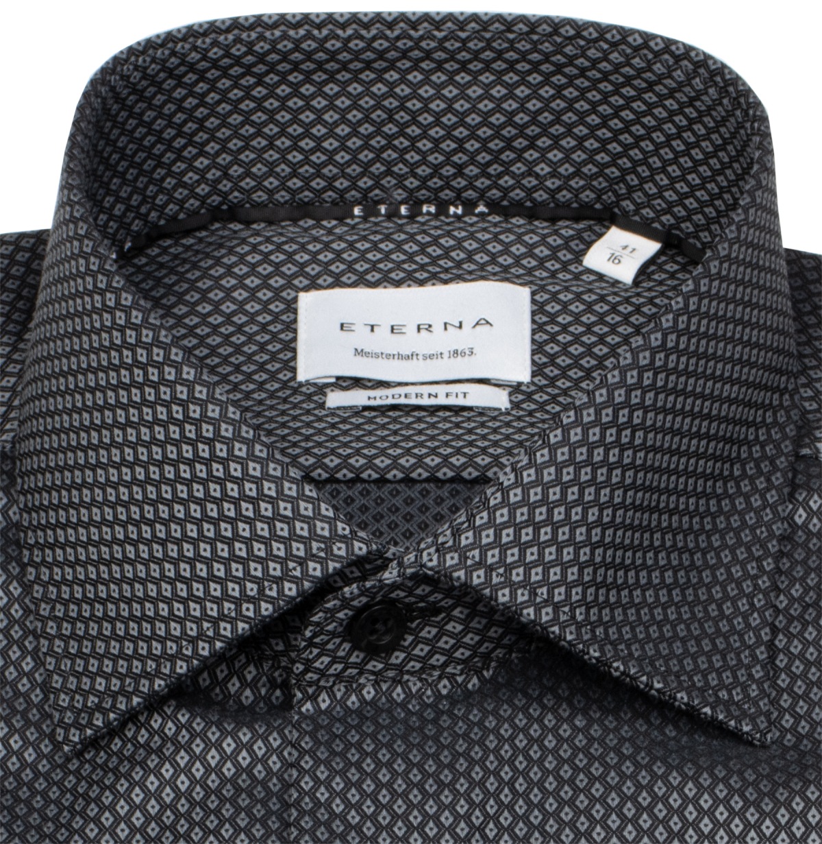 Eterna Shirt - Modern Fit - Print - Black / Grey - Extra Langer 68cm Sleeve - w/o OP
