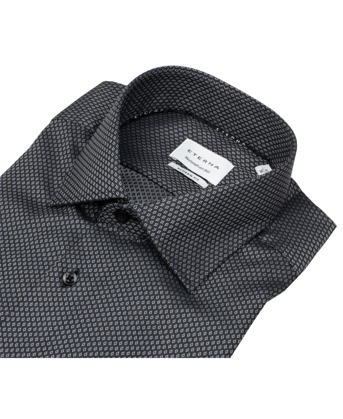Eterna Shirt - Modern Fit - Print - Black / Grey - Extra Langer 68cm Sleeve - w/o OP