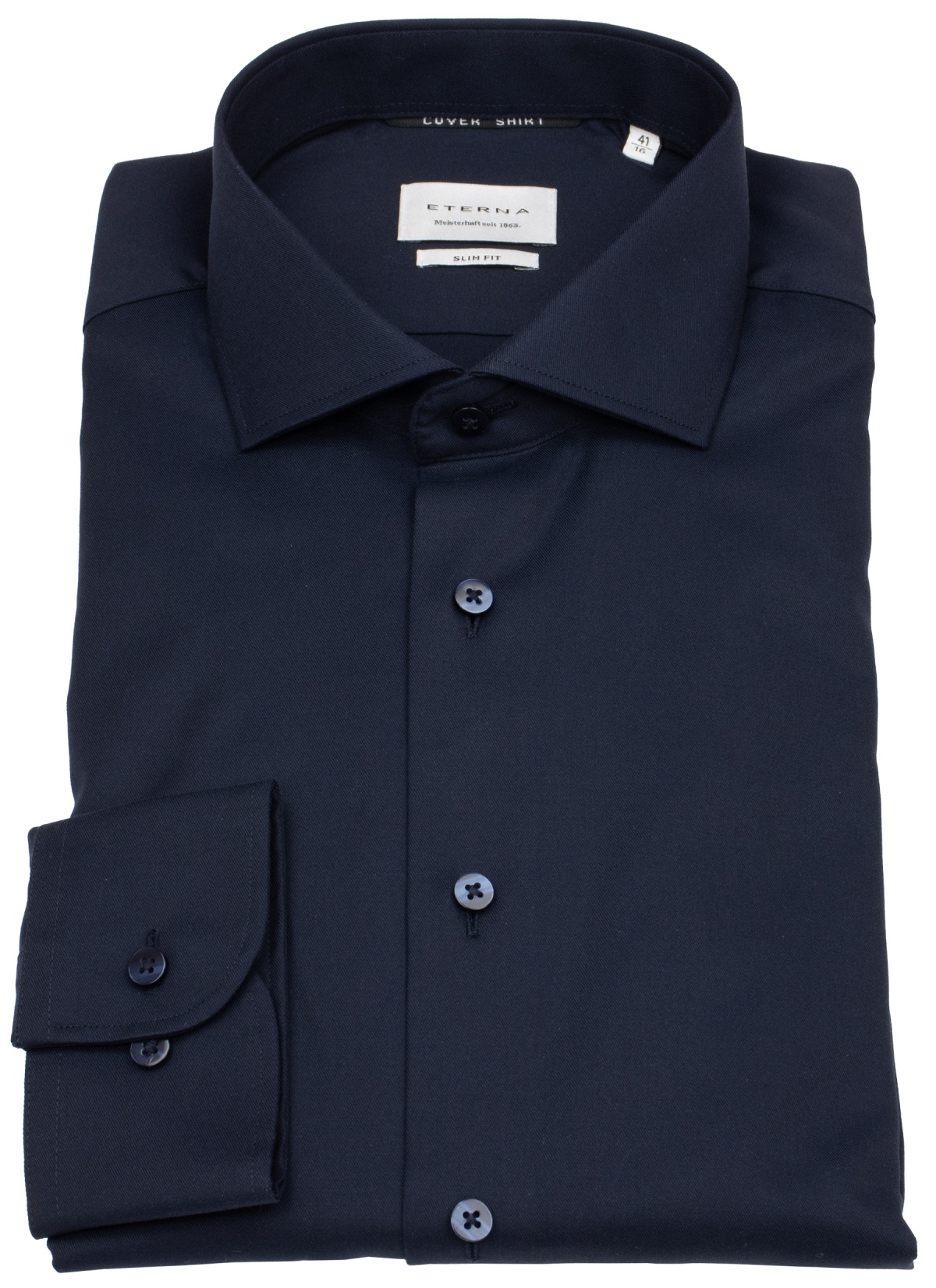 Eterna Hemd - Slim Fit - Haikragen - Cover Shirt - extra blickdicht - dunkelblau
