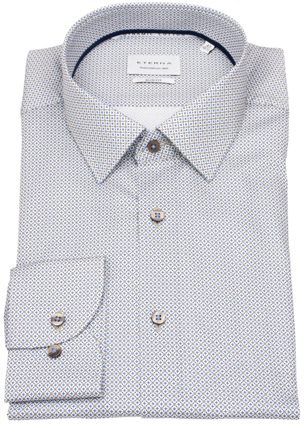Eterna Hemd - Slim Fit - Kentkragen - Dynamic Cotton - blau / beige / weiß