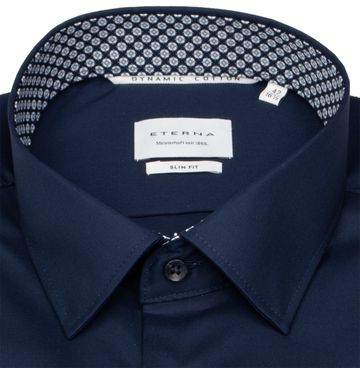 Eterna Shirt - Slim Fit - Kent Collar - Dynamic Cotton - Dark Blue - Extra Langer 70cm Sleeve - w/o OP