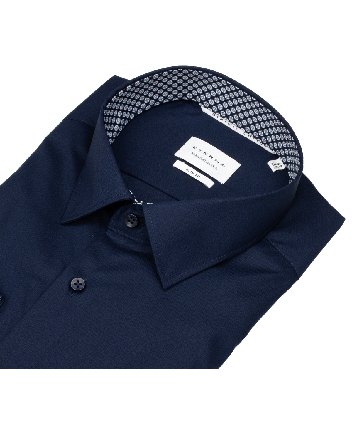 Eterna Shirt - Slim Fit - Kent Collar - Dynamic Cotton - Dark Blue - Extra Langer 70cm Sleeve - w/o OP