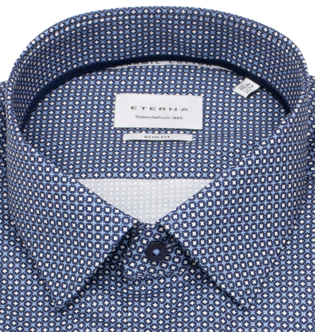 Eterna Hemd - Slim Fit - Kentkragen - Dynamic Cotton - dunkelblau / hellblau / weiß