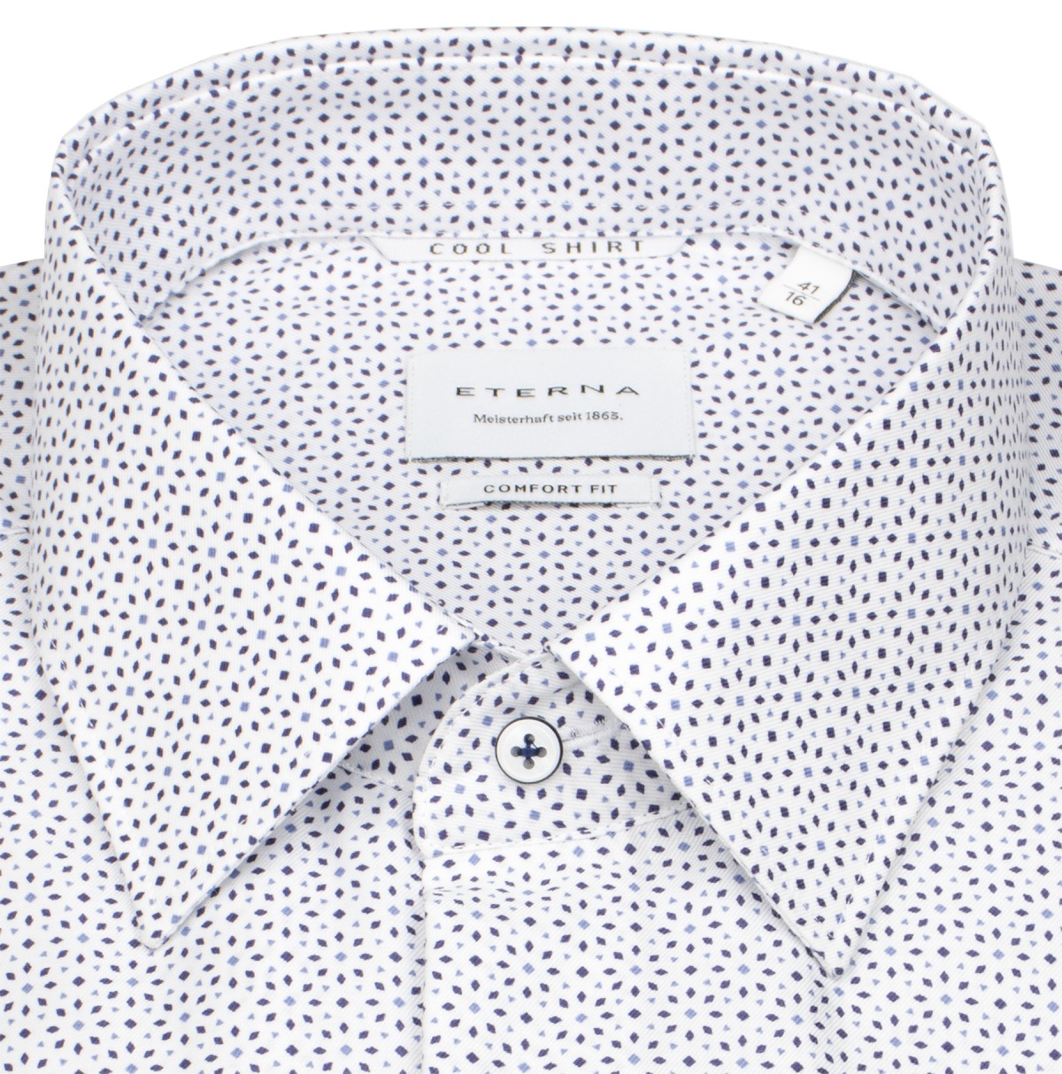 Eterna Kurzarmhemd - Comfort Fit - Kentkragen - weiß / dunkelblau