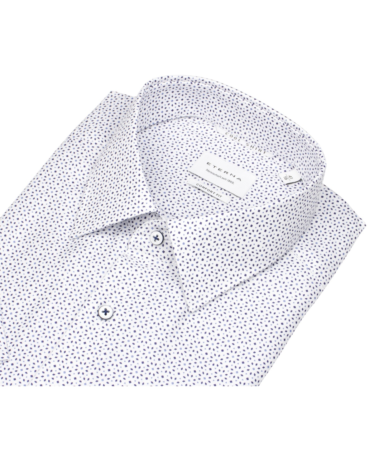 Eterna Kurzarmhemd - Comfort Fit - Kentkragen - weiß / dunkelblau
