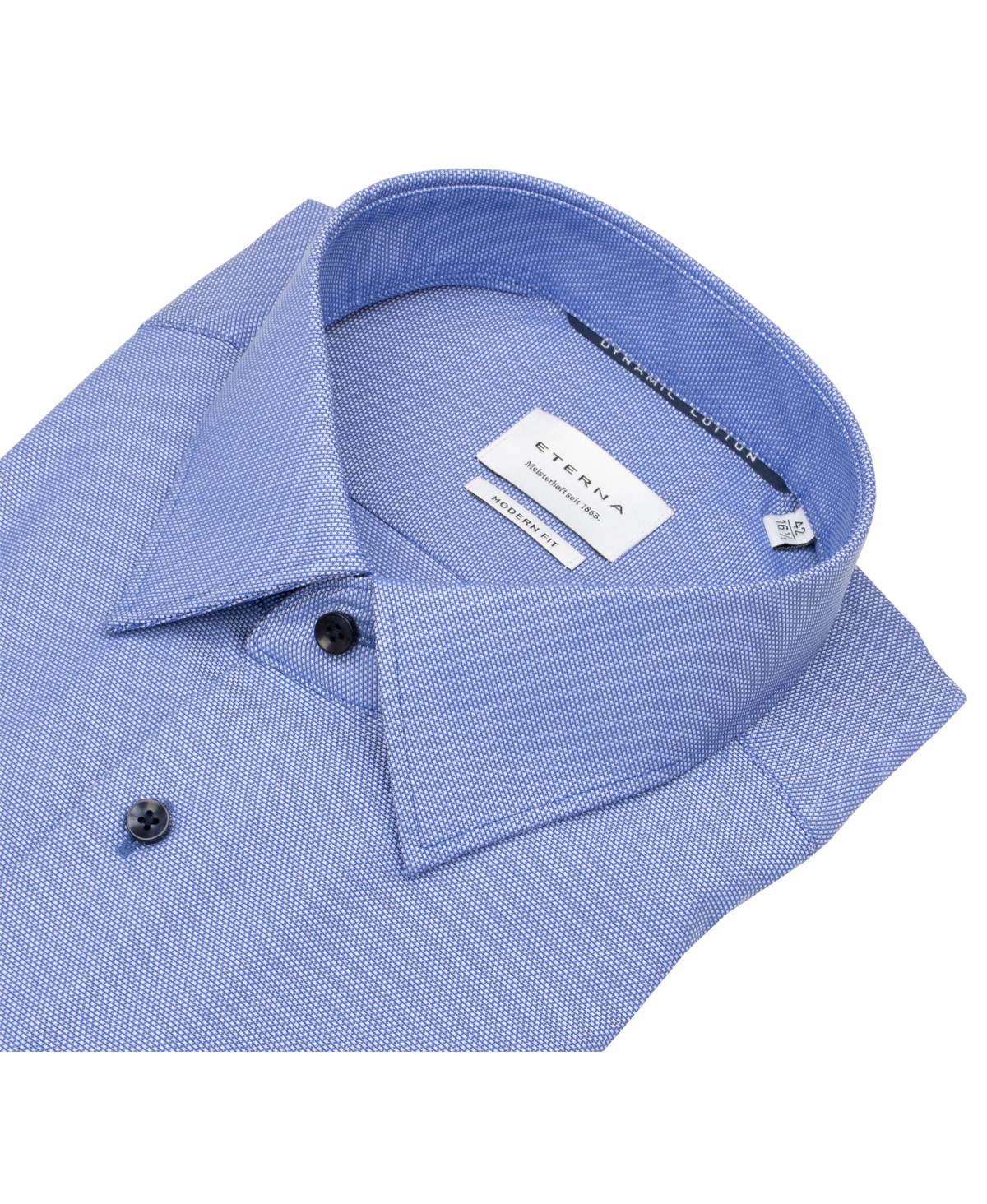 Eterna Kurzarmhemd - Modern Fit - Dynamic Cotton - Struktur - blau