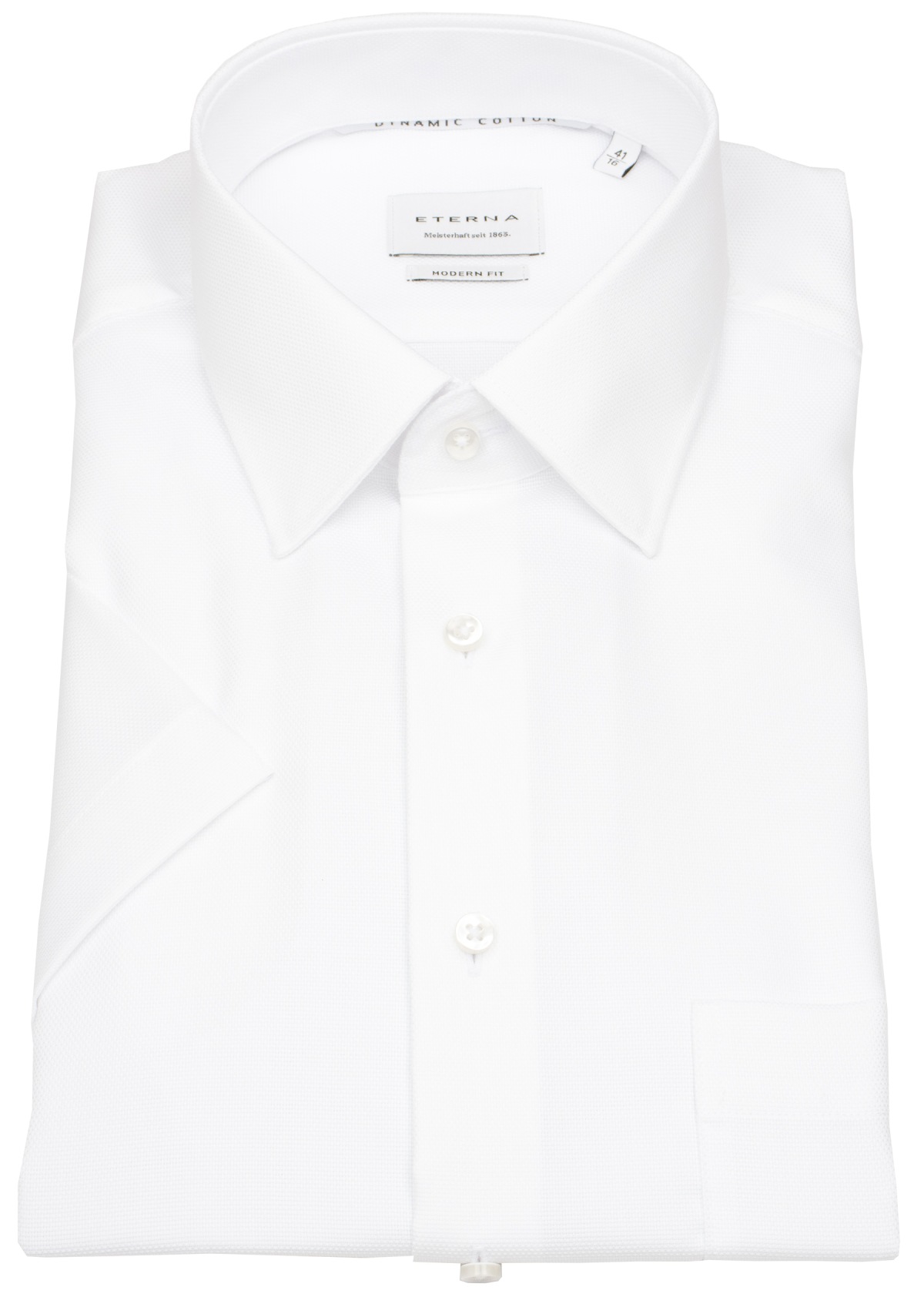 Eterna Kurzarmhemd - Modern Fit - Dynamic Cotton - Struktur - weiß