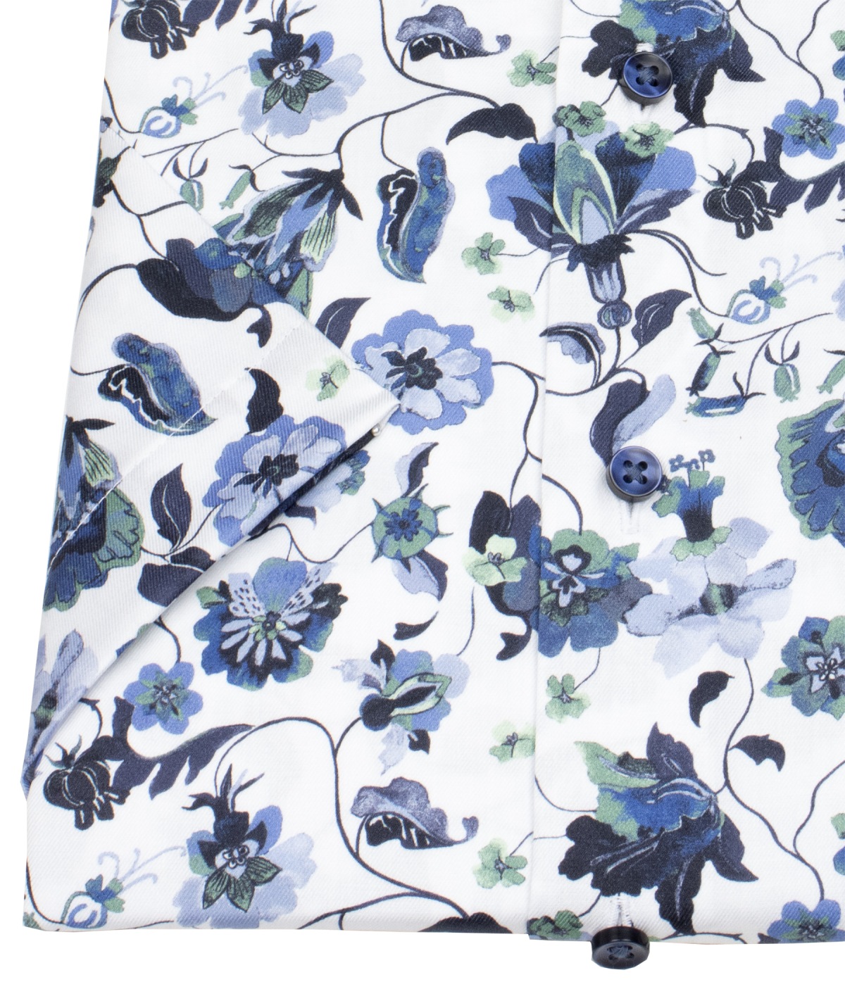 Eterna Kurzarmhemd - Modern Fit - Florales Muster - blau / grün / weiß