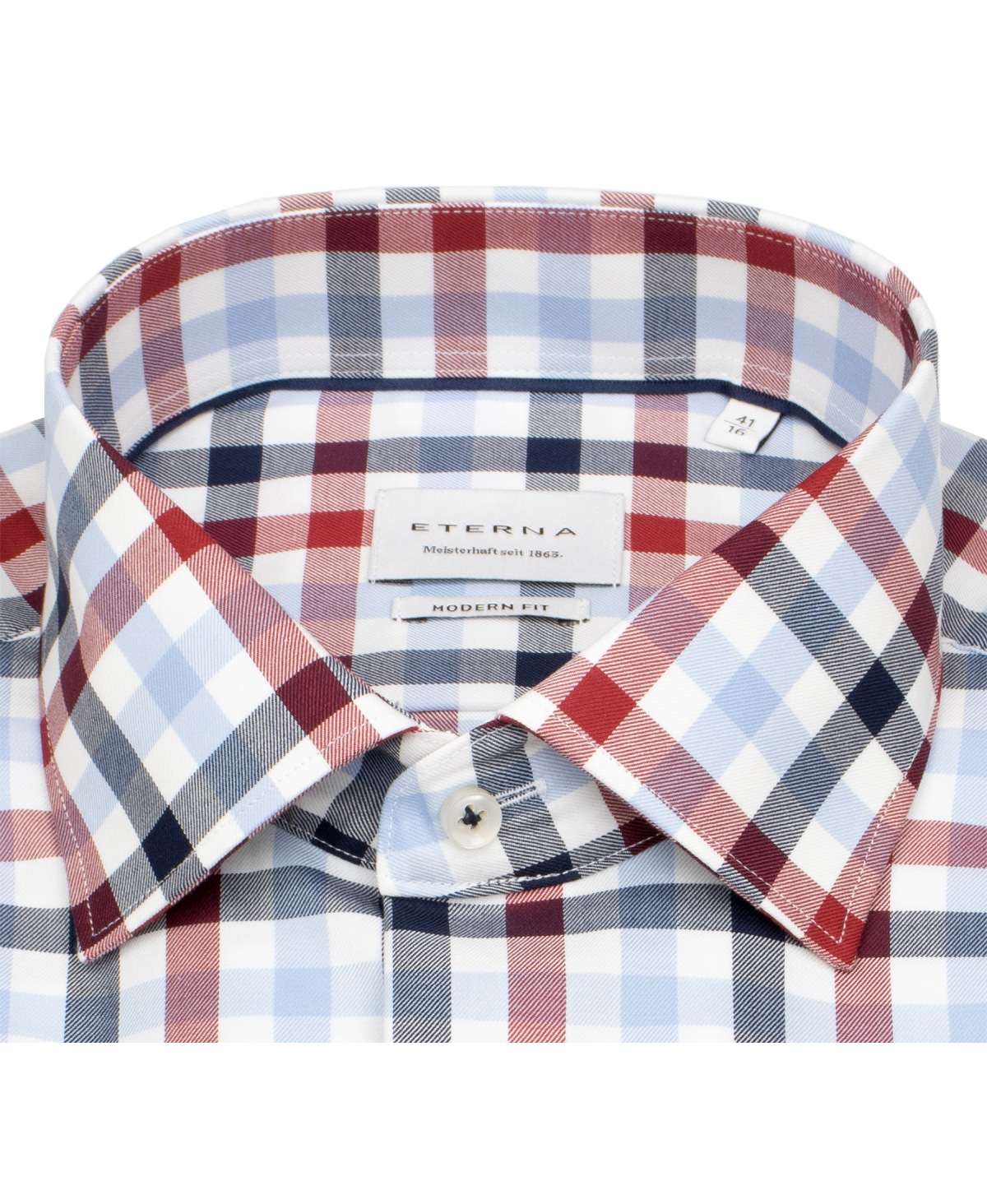 Eterna Kurzarmhemd - Modern Fit - Kentkragen - kariert - blau / rot / weiß