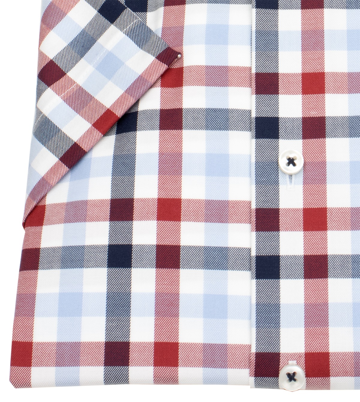 Eterna Kurzarmhemd - Modern Fit - Kentkragen - kariert - blau / rot / weiß
