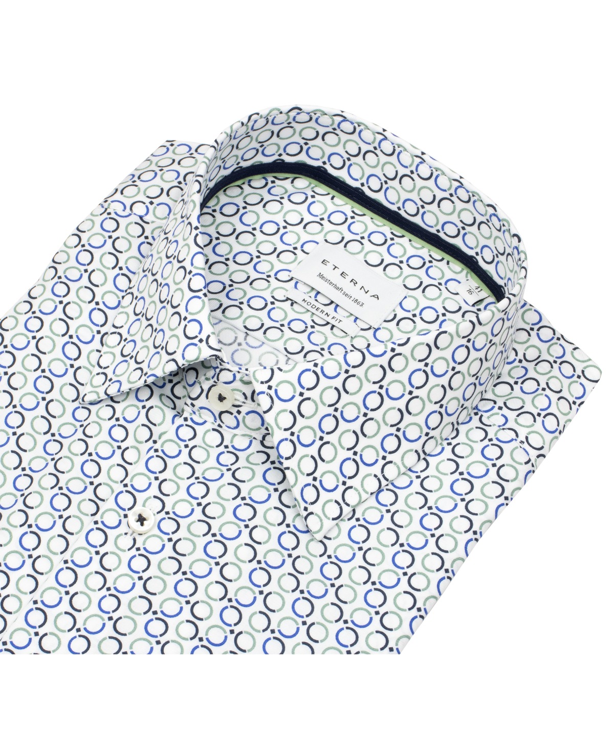 Eterna Kurzarmhemd - Modern Fit - Kentkragen - Kreise - blau / grün