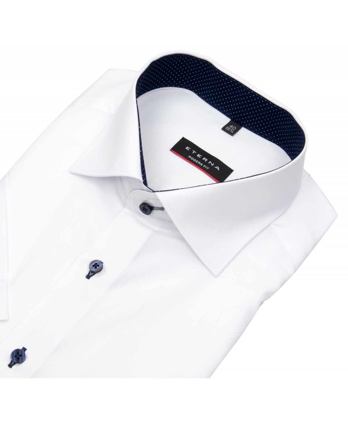 Eterna Kurzarmhemd - Modern Fit - Oxford - Kontrastknöpfe - weiß