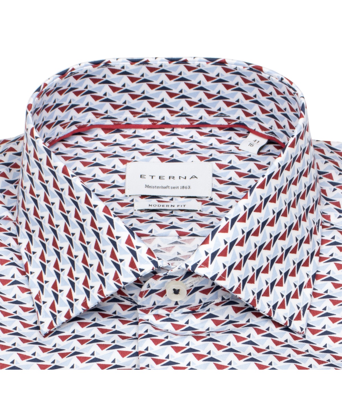 Eterna Kurzarmhemd - Modern Fit - Print - dunkelblau / hellblau / rot