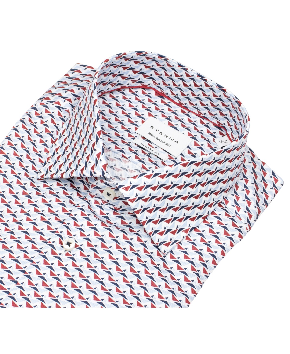 Eterna Kurzarmhemd - Modern Fit - Print - dunkelblau / hellblau / rot