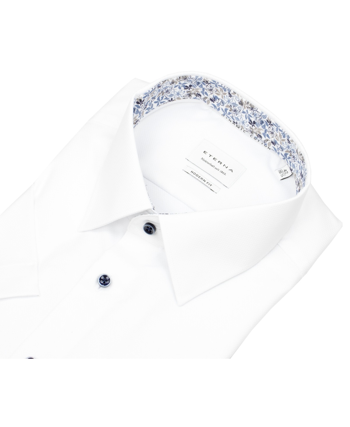 Eterna Kurzarmhemd - Modern Fit - Struktur - Kontrastknöpfe - weiß - ohne OVP