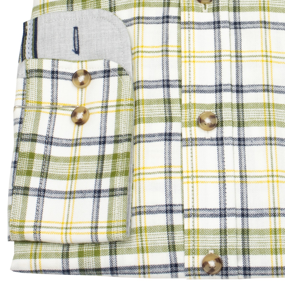 Fynch-Hatton Hemd - Casual Fit - Button Down - kariert - grün / blau