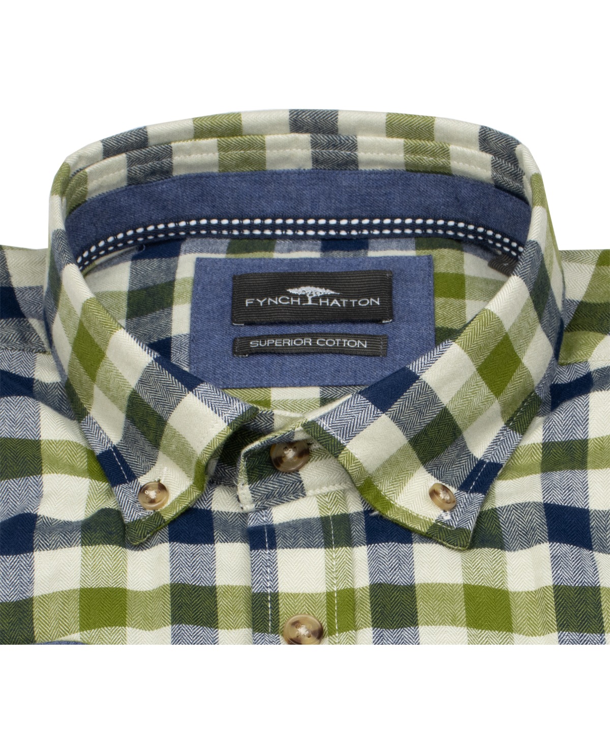 Fynch-Hatton Shirt - Casual Fit - Button-Down - checked - green / blue