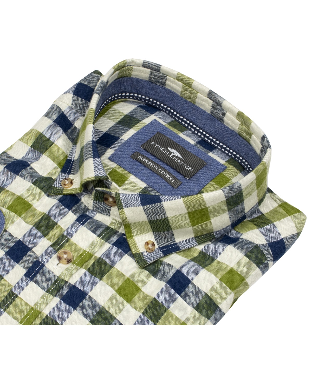 Fynch-Hatton Shirt - Casual Fit - Button-Down - checked - green / blue