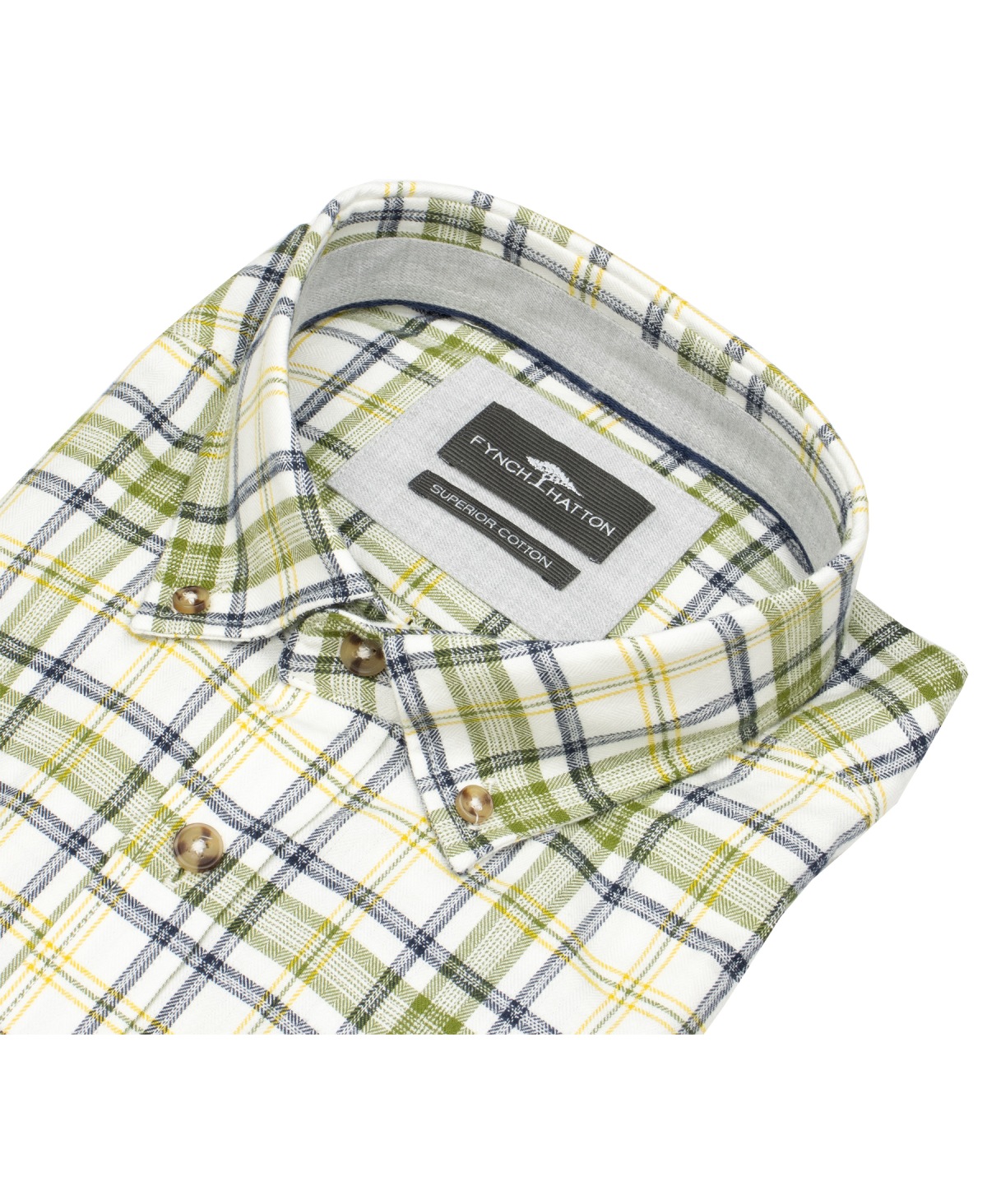 Fynch-Hatton Hemd - Casual Fit - Button Down - kariert - grün / blau