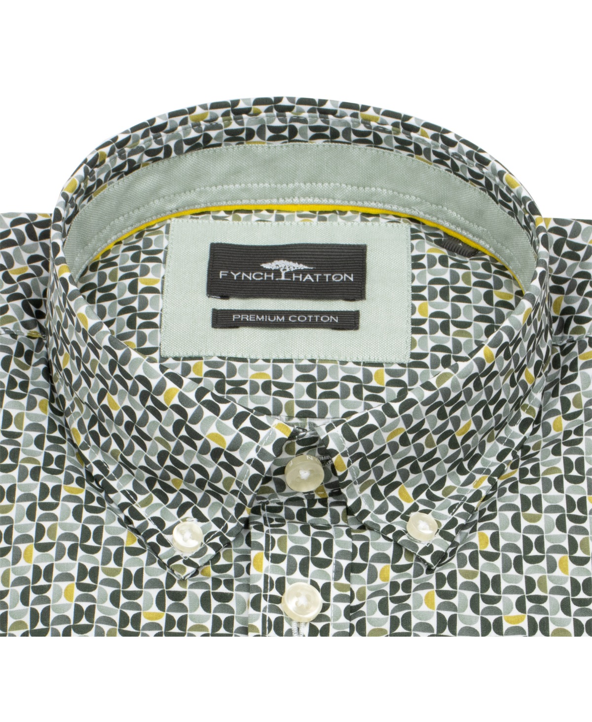 Fynch-Hatton Hemd - Casual Fit - Button Down - Print - mehrfarbig